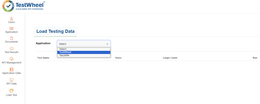 loadTest Select application